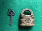 VINTAGE YALE  BRASS PADLOCK WITH Flat KEY 50mm Patent Dates On Barrel  USA Made