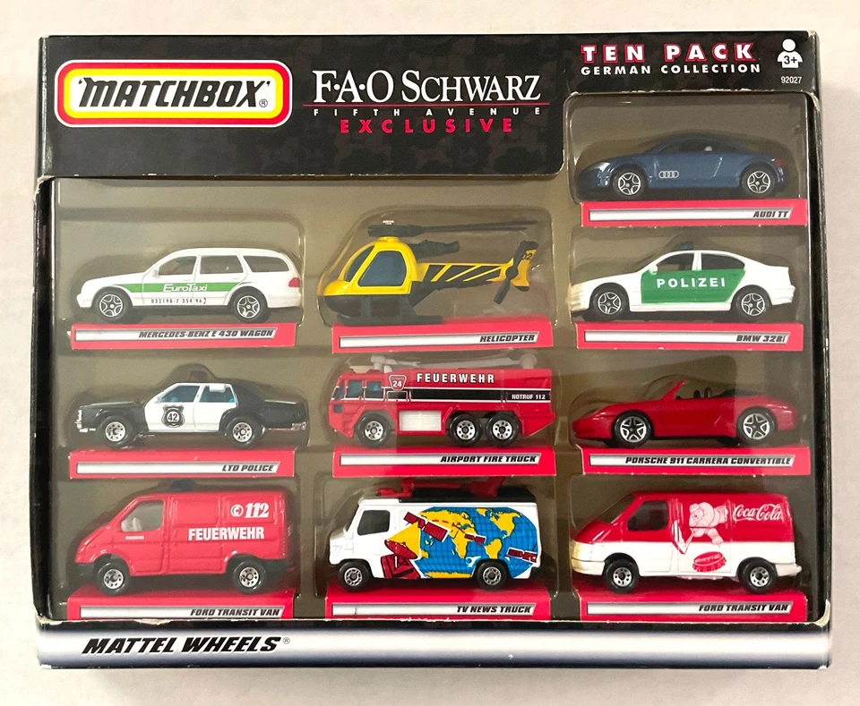 RARE Matchbox FAO SCHWARZ Exclusive GERMAN COLLECTION TEN PACK 2000 - Great Cars - Image 1 of 4