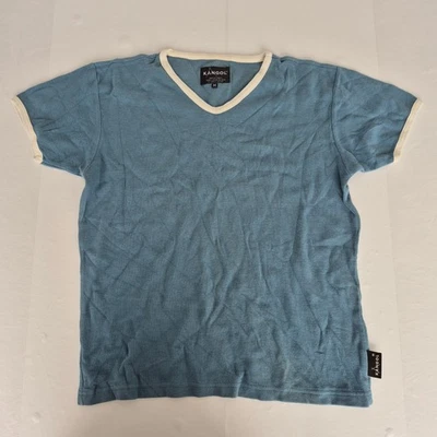 Camiseta KANGOL Mediana Para Hombre Azul Cuello en V Informal Manga Corta Y2K 00s Foto 1 de 4