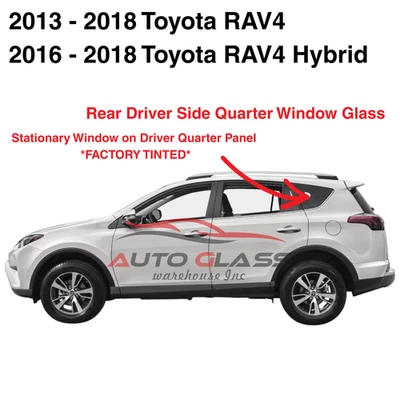 Fits 2013-2018 Toyota RAV4 Driver Left Side Quarter Window Quarter Glass Tinted — 第 1/3 张图片