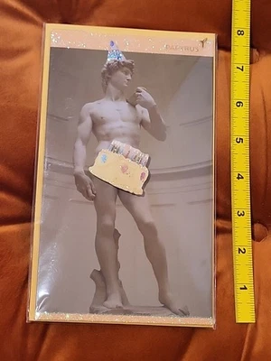 Papyrus Birthday Greeting Card Michelangelo's David With Cake B5 - Image 1 of 3