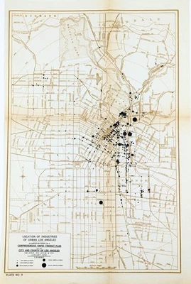 1925 LOS ANGELES - INDUSTRIAL AREAS  MAP Original  RAPID TRANSIT PLAN - Image 1 of 4
