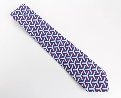 SUITSUPPLY Men's Tie 148 x 8 cm Blue Cotton Linen Pointed End Pattern * - Image 1 of 4