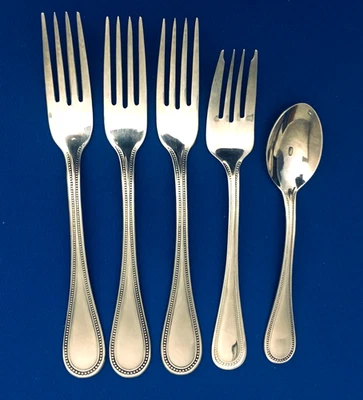 Towle BEADED ANTIQUE Satin GERMANY  3 Dinner Fork 1 Teaspoons  1 Salad Fork - Image 1 of 4