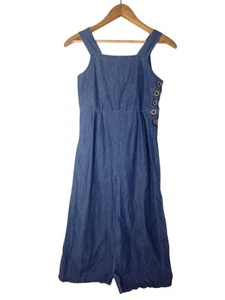 My Michelle Girls Y2K Chambray Wide Leg Jumpsuit Size L Vintage Denim Buttons - Picture 1 of 7