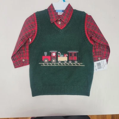 Conjunto Suéter Chaleco y Camisa Navidad Vacaciones Talla 24m NUEVO Ver Fotos Funciona Grande Foto 1 de 4