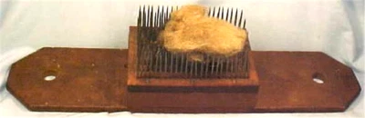 Flax Comb Hetchel Carding Tool with Lid Wood Wooden Primitive Antique - Image 1 of 4