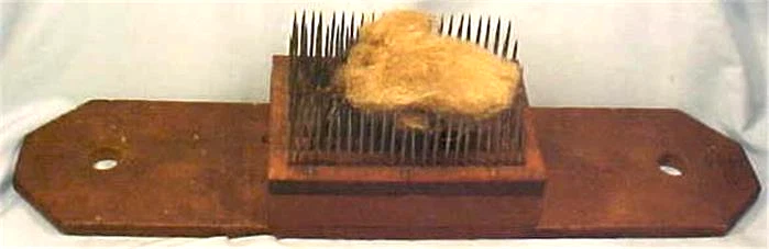 Flax Comb Hetchel Carding Tool with Lid Wood Wooden Primitive Antique - Image 1 of 4