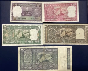 Gandhi Centennial Birthday Indian Banknote Rs 1,2,5,10 & 100 Day Of Non-violence - Picture 1 of 12