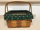 Longaberger Woven Traditions Cake Basket with Green Liner and Protector