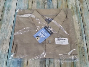 Van Heusen Air Tan Speckled Button Front Men's Size S 14 / 14.5 Classic Fit - Picture 1 of 6