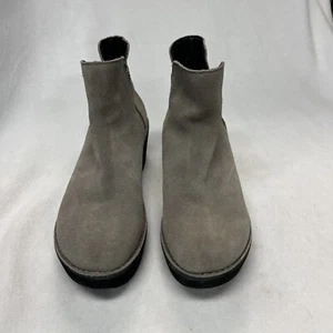 Kenneth Cole Reaction Suede Side Zip Prime Bootie Wedge Ankle Boots size 8.5 M - Picture 1 of 6