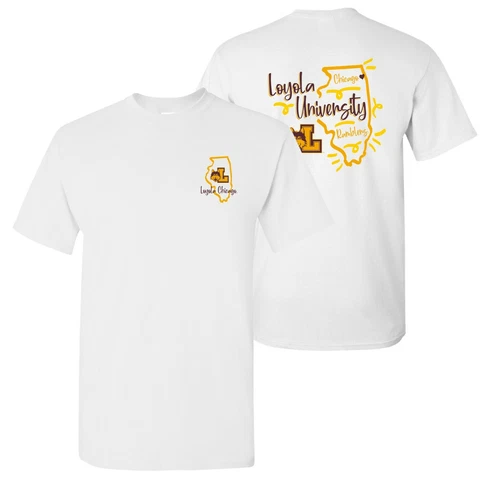 Loyola Chicago Ramblers Playful Sketch T Shirt - White Cover