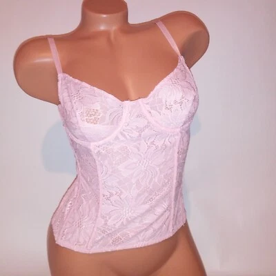 Corsé Bustier Fredericks of Hollywood Talla 34 Pequeño Rosa Barbie Núcleo Encaje Foto 1 de 4