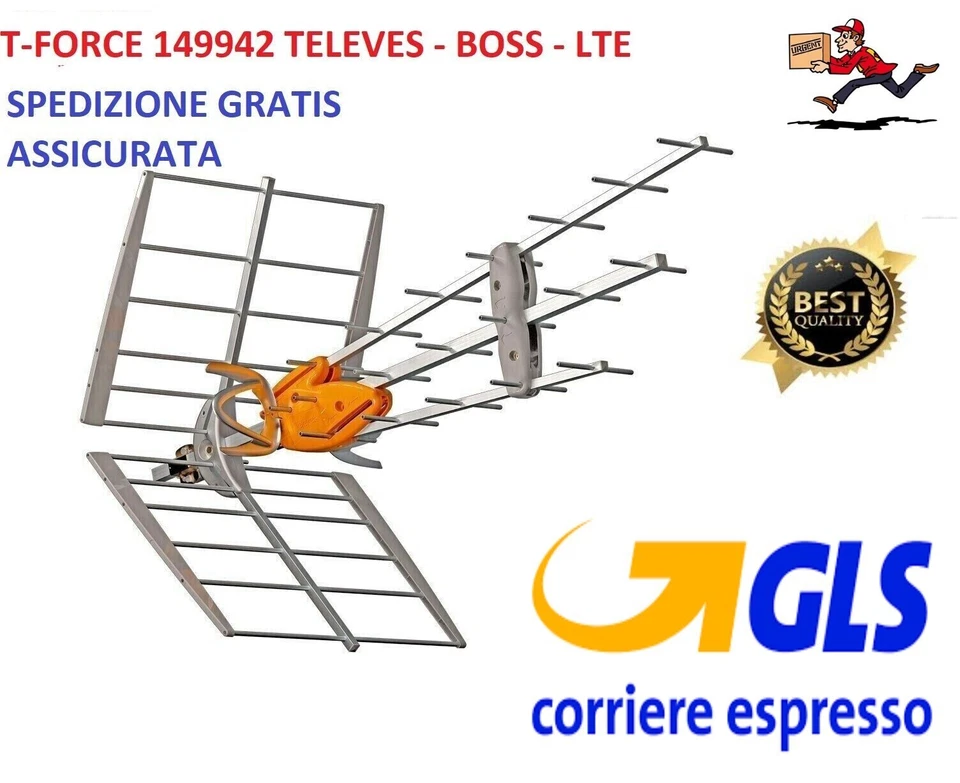 Televes Antenna Amplificata UHF Guadagno Automatico Boss Tech e T-Force LTE 5G