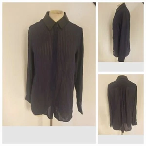 MONIKA CHIANG Shirt Womens Small 100% Silk Button Down Leather Collard - Picture 1 of 10