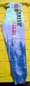 Girl's Size small 7/8 Justice Blue/Purple Tie Dye Fleece Jogger Pant New - Picture 1 of 4