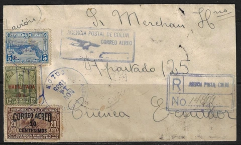 PANAMA 1935 REGISTERED OFFICIAL AIR MAIL COVER WITH OFFICIAL SEAL OF PANAMA ON R Cover