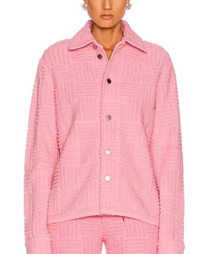 BOTTEGA VENETA Giacca con bottoni in asciugamano jacquard tessuto rosa S M $1K+