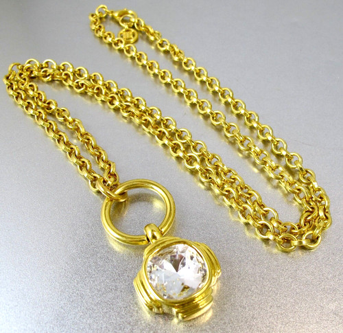 Vintage Collana Ciondolo Grande Cristallo Givenchy anni '80