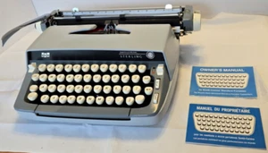 Nice! 2-TONE Gray Vintage SMITH CORONA Sterling Manual TYPEWRITER w/Case, Manual - Picture 1 of 17