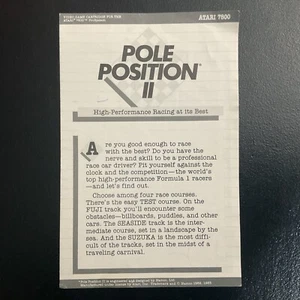 Solo manual de instrucciones Pole Position II 2 Atari 7800 - Imagen 1 de 2