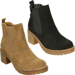 *SALE* DOWN TO EARTH F50798 LADIES LEATHER PULL ON HEELED WINTER ANKLE BOOTS - Picture 1 of 9