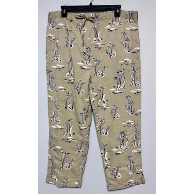 New Direction Palm Tree Pants Size Large Metallic Embroidery Tropical Paradise - Image 1 of 4