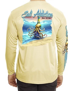 Salt Addiction t shirt Saltwater microfiber fishing long sleeve 50+ uv life - Picture 1 of 2