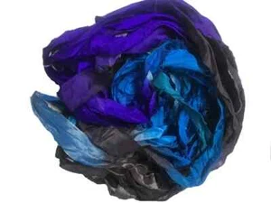 Recycled Sari Silk Ribbon - Blue Purple Brown - Sari Silk Ribbons - Silk Strips - Picture 1 of 6