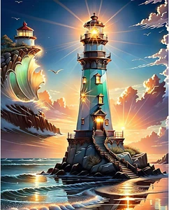 Diamond Painting Kits for Adults, Lighthouse 5D DIY Diamond Art Kits Full Drill - Picture 1 of 7