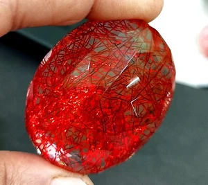 Certified 175.00 Ct Oval Cut Natural Red Rutilated Quartz Loose Best Gemstone - Picture 1 of 8
