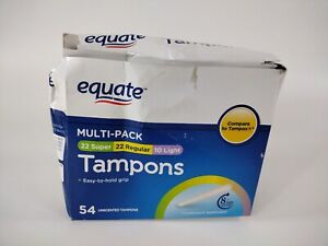 Equate Unscented Tampons W Cardboard Applicators, 54 Ct S NEW  SEALED OPEN BOX