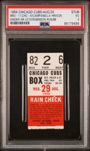ROY CAMPANELLA HR #225 & DUKE SNIDER HR #270 TICKET STUB 8/29/1956 DODGERS PSA 3 - Picture 1 of 11