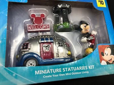 New Disney Mickey Mouse Fairy Garden Camping Set Miniature Statuaries Kit - Image 1 of 4