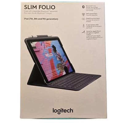Logitech Slim Folio Keyboard Case for iPad 7TH/8TH/9TH Gen Open Box  - Image 1 of 4
