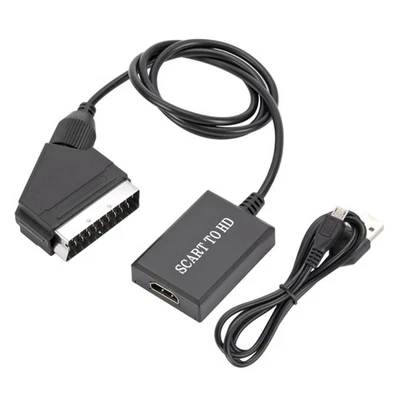 Universal SCART Male to HDMIs Female Adapter Plugs and Play Design USB Powered - Image 1 of 4