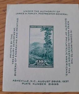 Scott # 797, 1937, Great Smokey Mtns., - Picture 1 of 1
