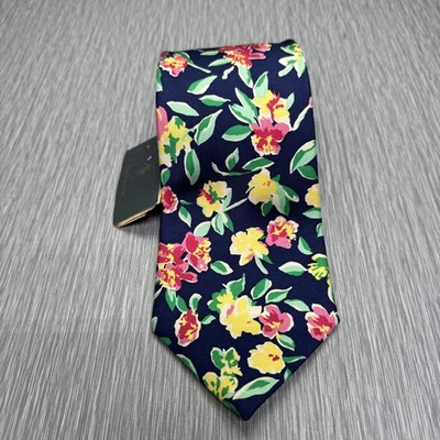 Corbata Floral Tropical Seda Vintage Polo Ralph Lauren Hecha en Italia Colorida Y2K Foto 1 de 4