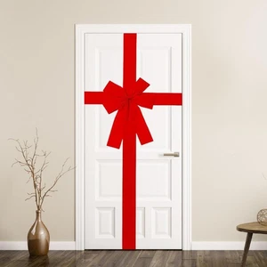 Cabinet Door Ribbon Bow Large Red Front Door Bow Christmas Wreath Bow Xmas Tree - Picture 1 of 5