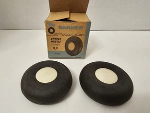 1950's Banner Streamlite 3" Airplane Sponge Wheels - One Pair in Box.  NOS - Picture 1 of 8