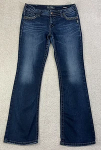 Silver Suki Mid Boot Jeans Size 31x33 Super Stretch Dark Wash Western Blue Denim - Picture 1 of 13