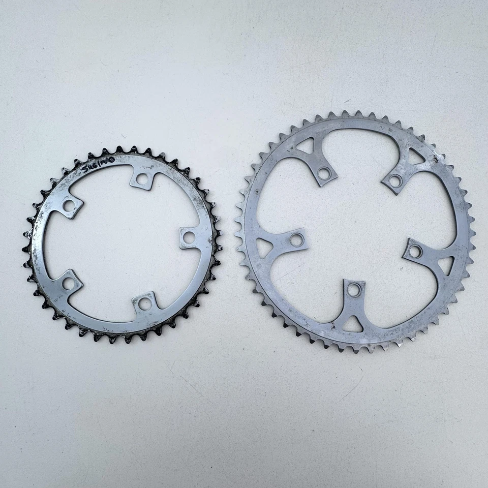 Vintage Sugino Road Bike Double Chainring Set 52 40t Silver 110 BCD 5 Bolt A52 - Image 1 of 4