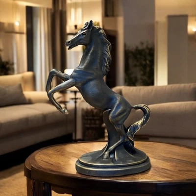 Elegant Prancing Horse Statue | Powerful Standing Horse Figurine For Table Showp - Image 1 of 4
