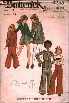 3255 Butterick Vintage SEWING Pattern 1960s Girls Jacket Skirt Pants Wardrobe 14 - Image 1 of 2