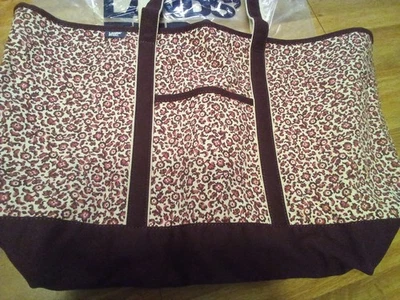 Bolso de Mano Lands End Extra Grande con Cremallera Superior Vino Antiguo Floral Nuevo Foto 1 de 4