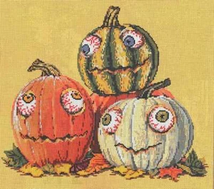 Needlepoint Handpainted Sandra Gilmore Googly Eyes 10x11  - Picture 1 of 4