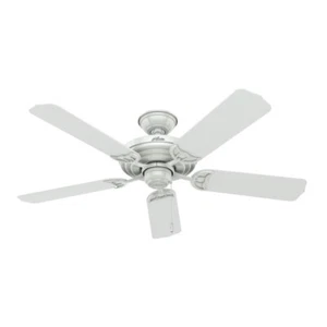 52" Indoor Outdoor Stainless Steel Classic Ceiling Fan White Plastic Blades - Picture 1 of 10