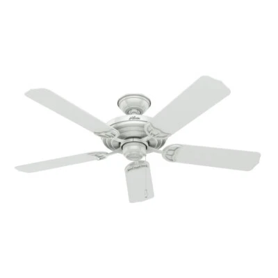 52" Indoor Outdoor Stainless Steel Classic Ceiling Fan White Plastic Blades - Image 1 of 4