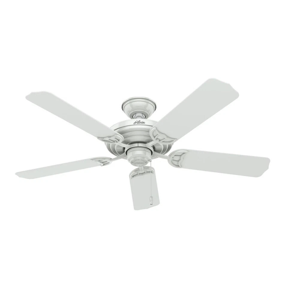 52" Indoor Outdoor Stainless Steel Classic Ceiling Fan White Plastic Blades - Image 1 of 4